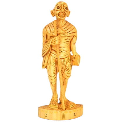 santarms Handmade Wooden Gandhi ji Statue Idol showpiece (12.5 cm) Indian Sculpture Art - Mahatma Gandhi Bapu