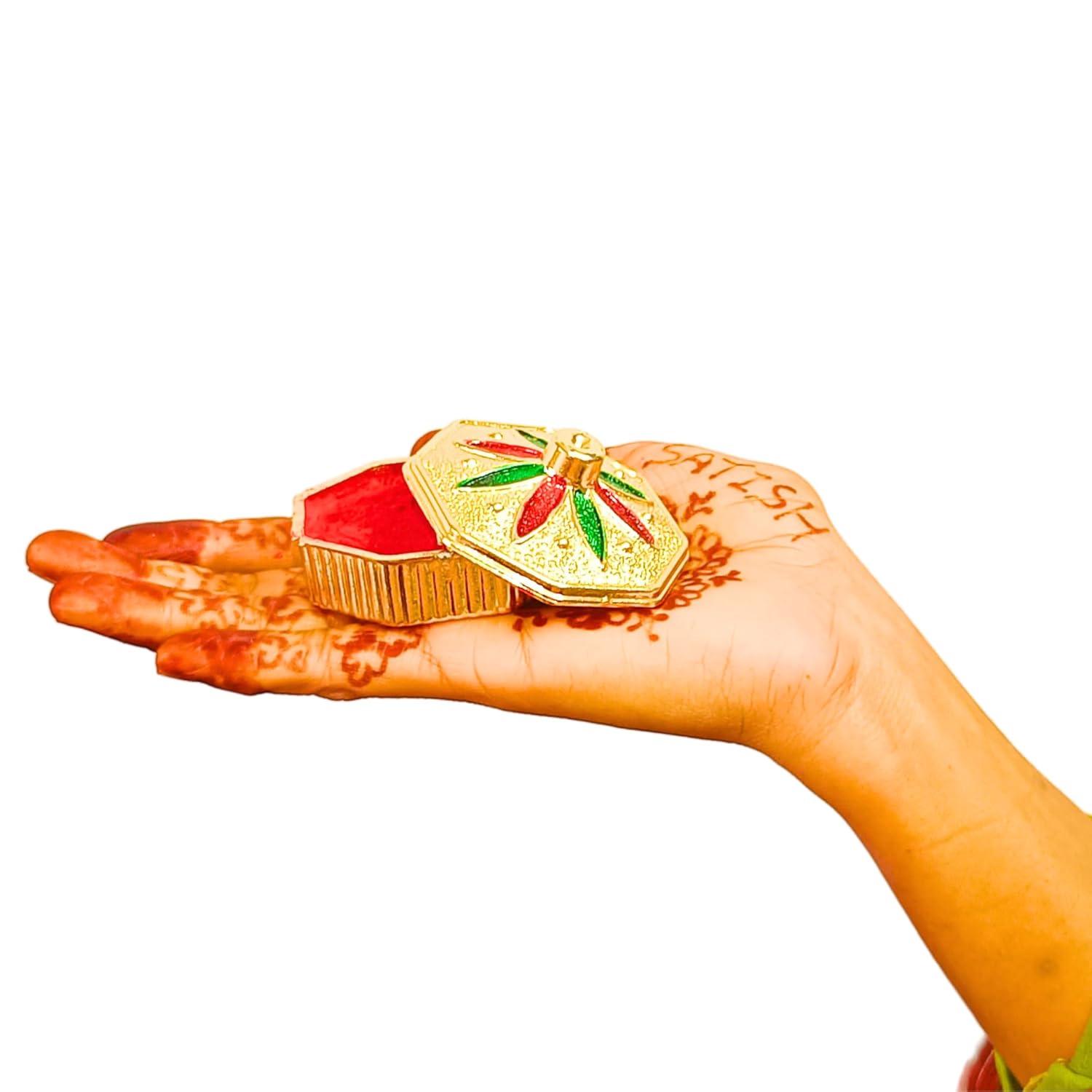 santarms Kumkum Box Set - 10 Small Containers for Roli, Chawal, Sindoor Powder, Pooja Items - Ideal for Indian Rituals