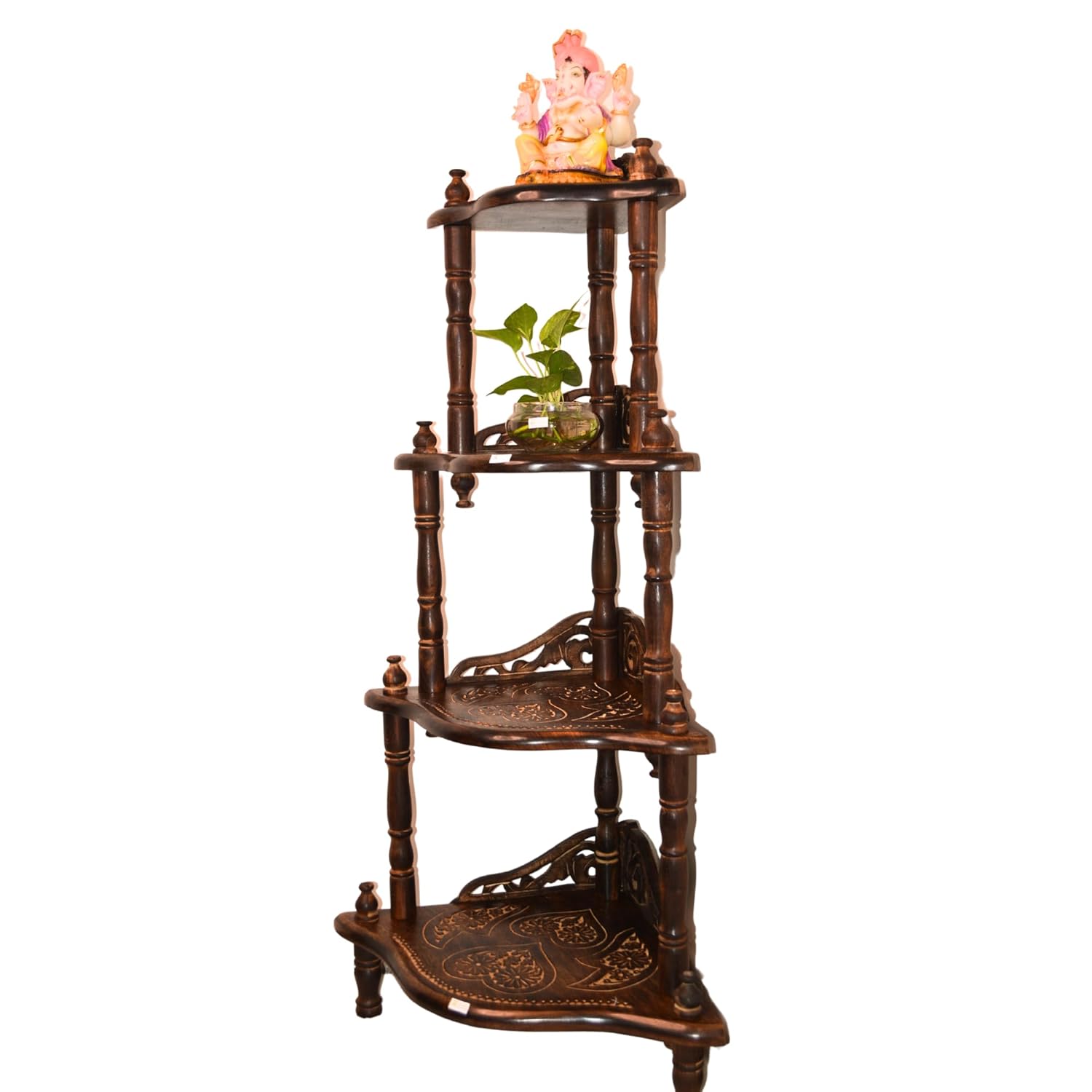 santarms Corner Shelf 4 Rack Wooden Wall Shelves Corner Shelf - Organize and Decorate Your Living Room, Kitchen, Bedroom