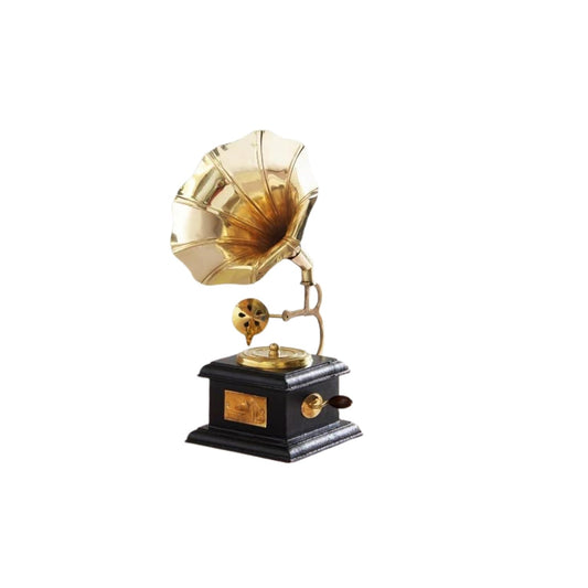 Santarms Gramophone, Antique Music Decorative Canon Brass Showpiece, Gramophone Phonograph ShowPiece Decorative - Gift Item (23x15x15) cm