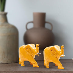 santarms Handmade Wooden Elephant (3 Inch, Brown Colour) - Exquisite Miniature Elephant Showpiece for Tabletop, Home & Office Decoration, Ideal Gift for Traditional Handcrafted Decor 1Pcs