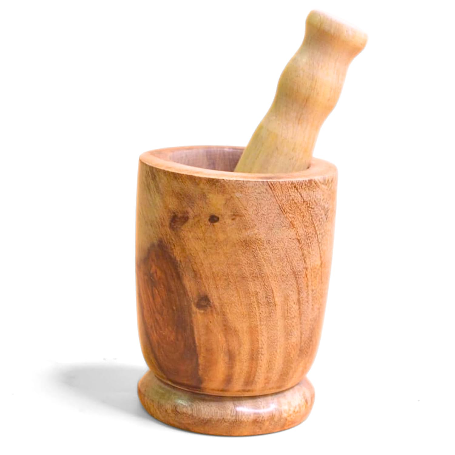 Santarms Wooden Mortar & Pestle Set – Handcrafted Okhli Musal for Grinding Spices & Herbs – Eco-Friendly, Durable, and Stylish Kitchen Tool