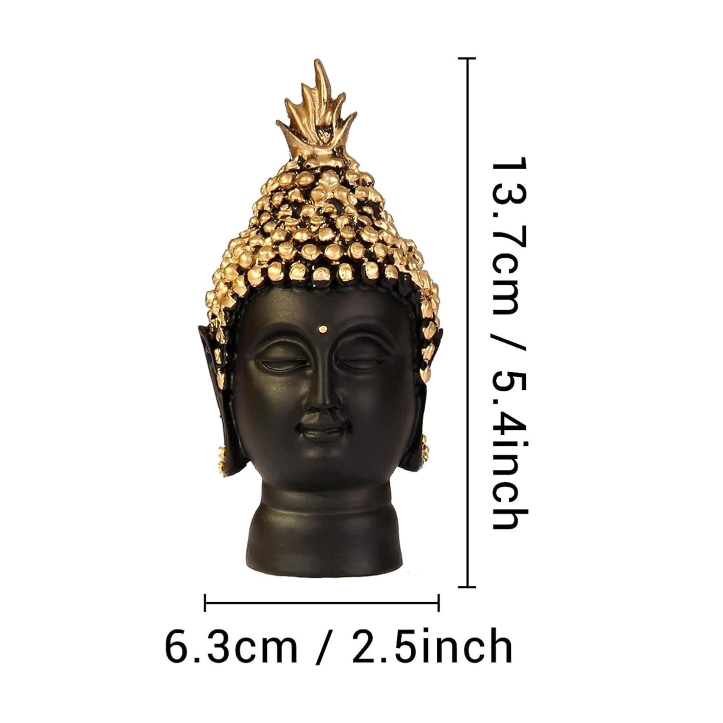 santarms Buddha Head Statue - Decorative Buddha Idol Showpiece for Home Living Room Car Dashboard Table Decoration Gifts (Black, Golden)