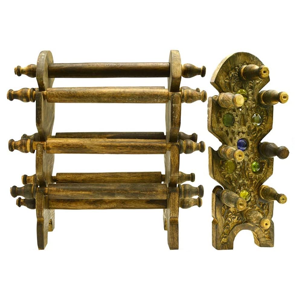 santarms Stylish Wooden Bangle Stand for Women Organizer chudi Holder New churi Bengals Wardrobe Bangles - 6 Rod Bangle Stand