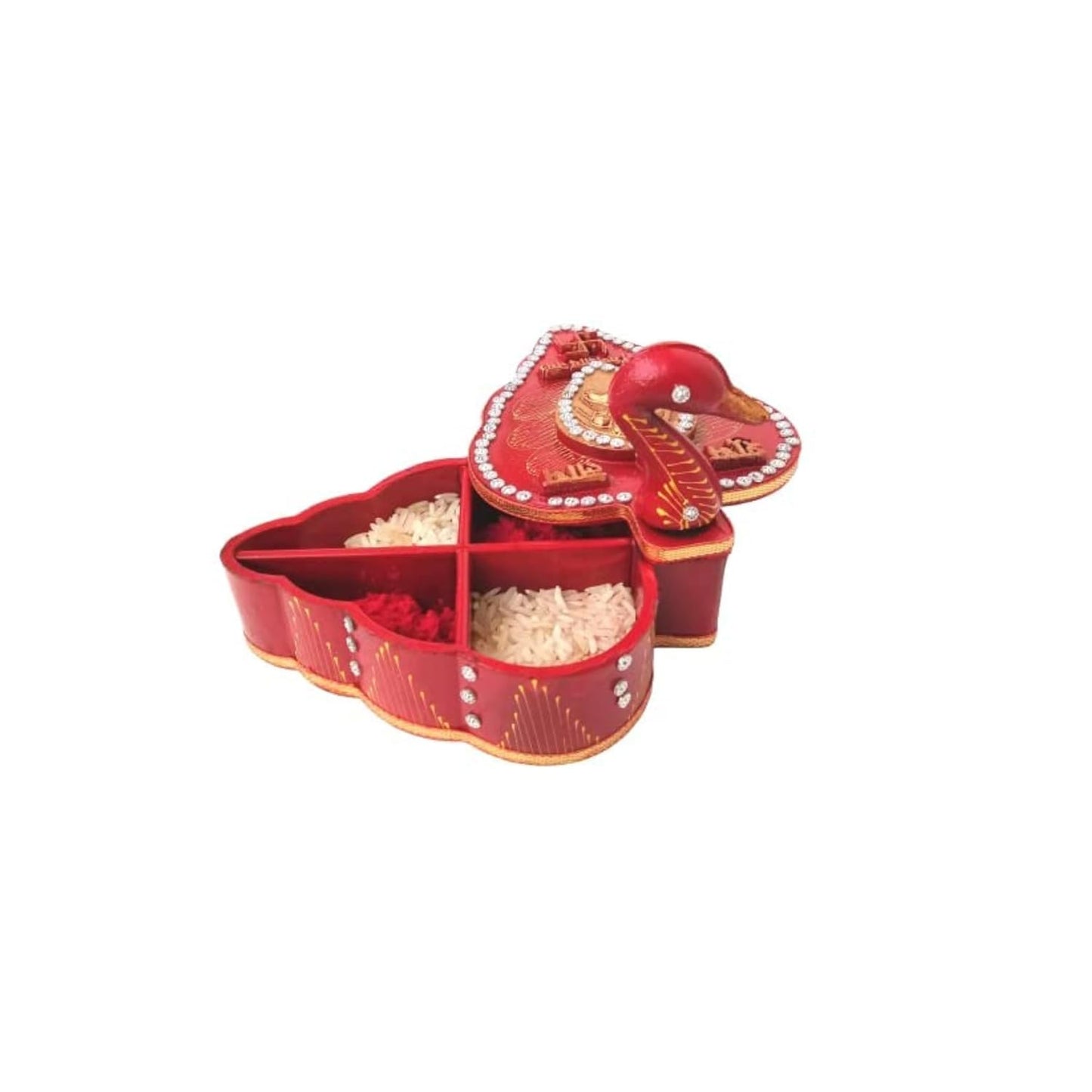 santarms Handmade Kumkum Box Duck Sindoor Wedding Gifts Wooden Shringar Dani Dabbi Beautiful Moti | Women Gift Items| Tika Chopra in kumkum box - makar sankranti gift set of 1