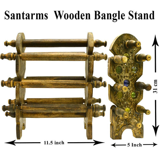 santarms Stylish Wooden Bangle Stand for Women Organizer chudi Holder New churi Bengals Wardrobe Bangles - 6 Rod Bangle Stand