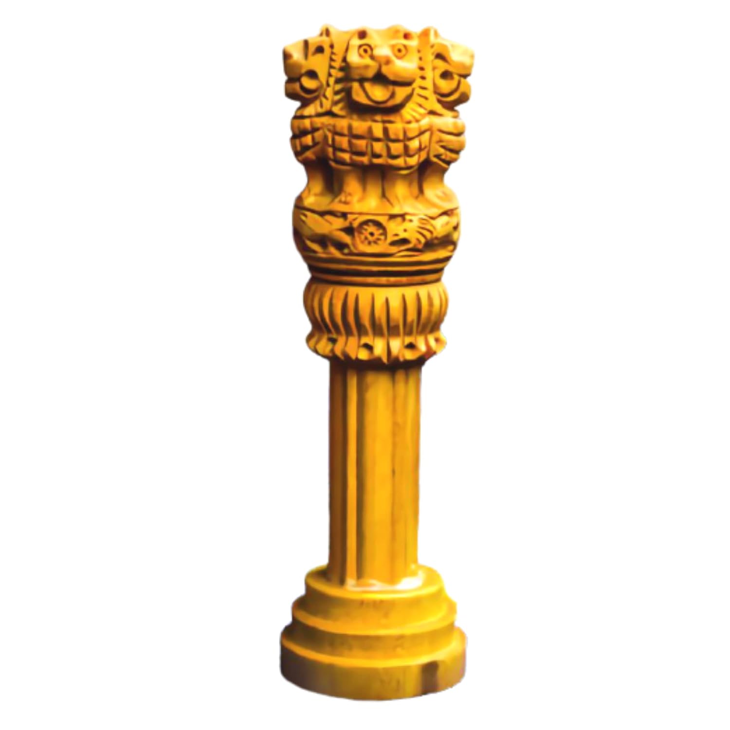 santarms Wooden Ashoka Stambh Pillar for Office Desk and Car Dashboard, Hand-Carved Sculpture Ashok Head/Piller for Table (3 Inch)