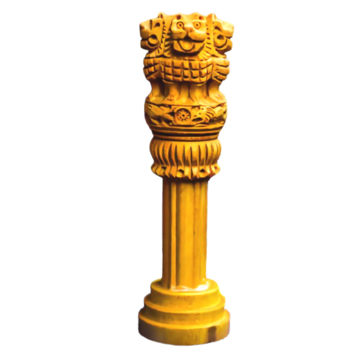 santarms Wooden Ashoka Head Pillar for Office Desk and Car Dashboard, Hand-Carved Sculpture Ashok Stambh/Piller for Table (3 Inch)