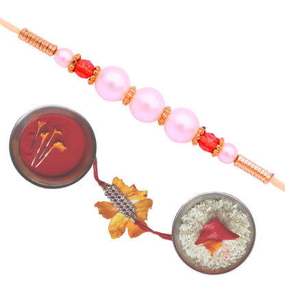 santarms Sibling Love Fest Rakhi Set for Brother and Bhaiya Bhabhi – Includes 2 Exquisite Rakhis, 1 Tilak Bottle, Rice Bottle Perfect Raksha Bandhan Celebrations Bonding