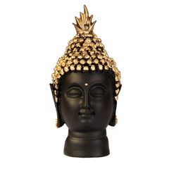 santarms Buddha Head Statue - Decorative Buddha Idol Showpiece for Home Living Room Car Dashboard Table Decoration Gifts (Black, Golden)