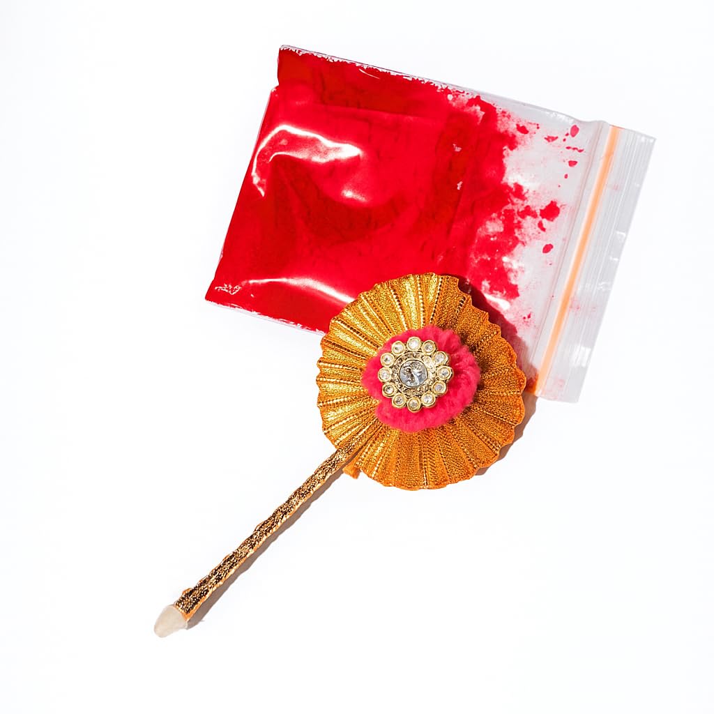 santarms Aluminium Handcrafted Moti Sindoor Box for Women, Jaipuri Round Kumkum Dabbi/Dibbi Sindur Dani with 5gm Red Sindoor and Stick Applicator (6)