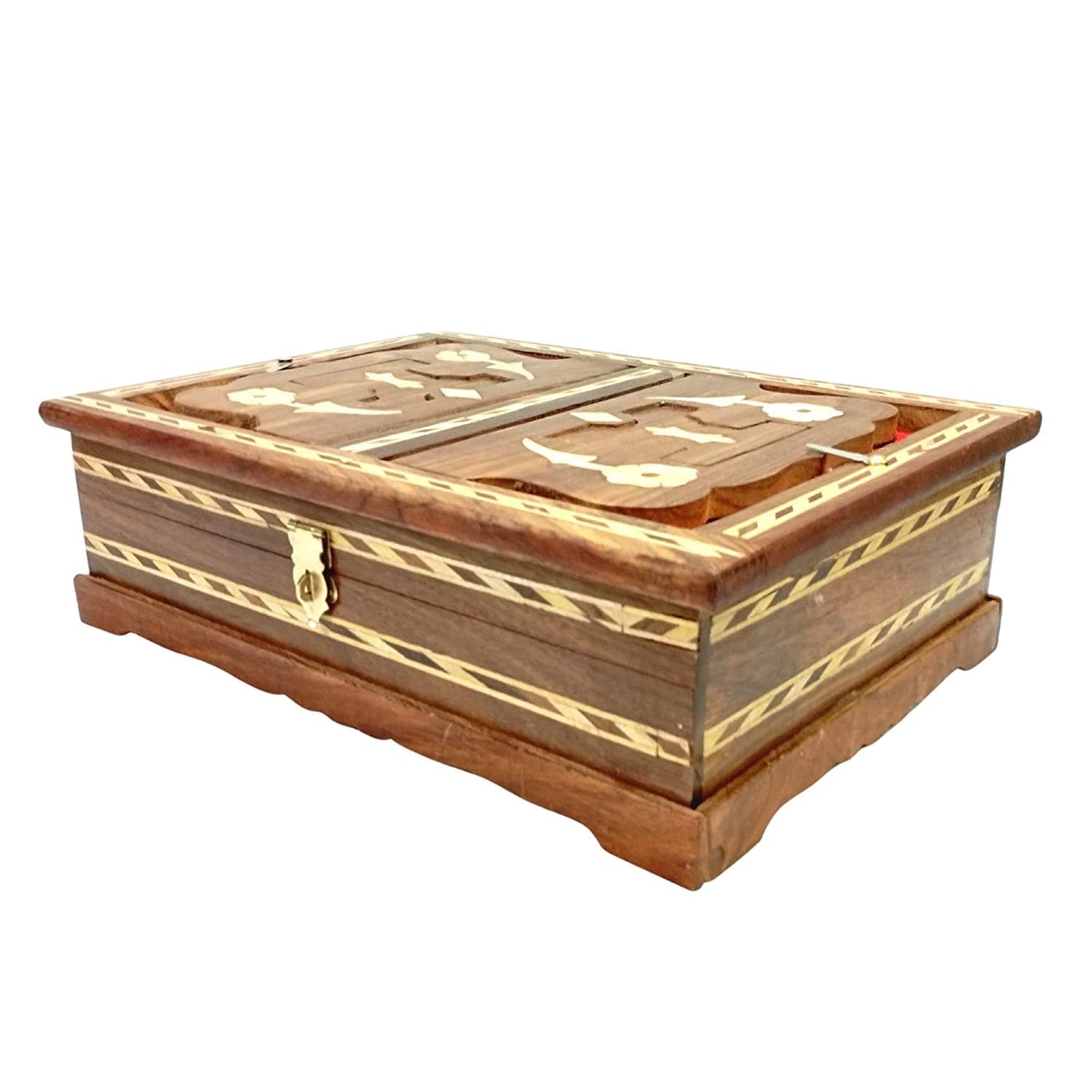santarms Wooden Holy Quran Book Stand & Box with rehal - Carving Handcrafted