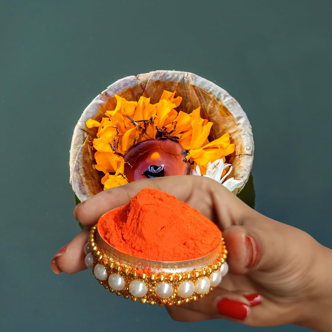 Santarms A++ Grade Natural Organic Orange Sindoor Powder 10gm with Kumkum Box and Stick for Women, Suhaag Sindur With Natural Sindoor