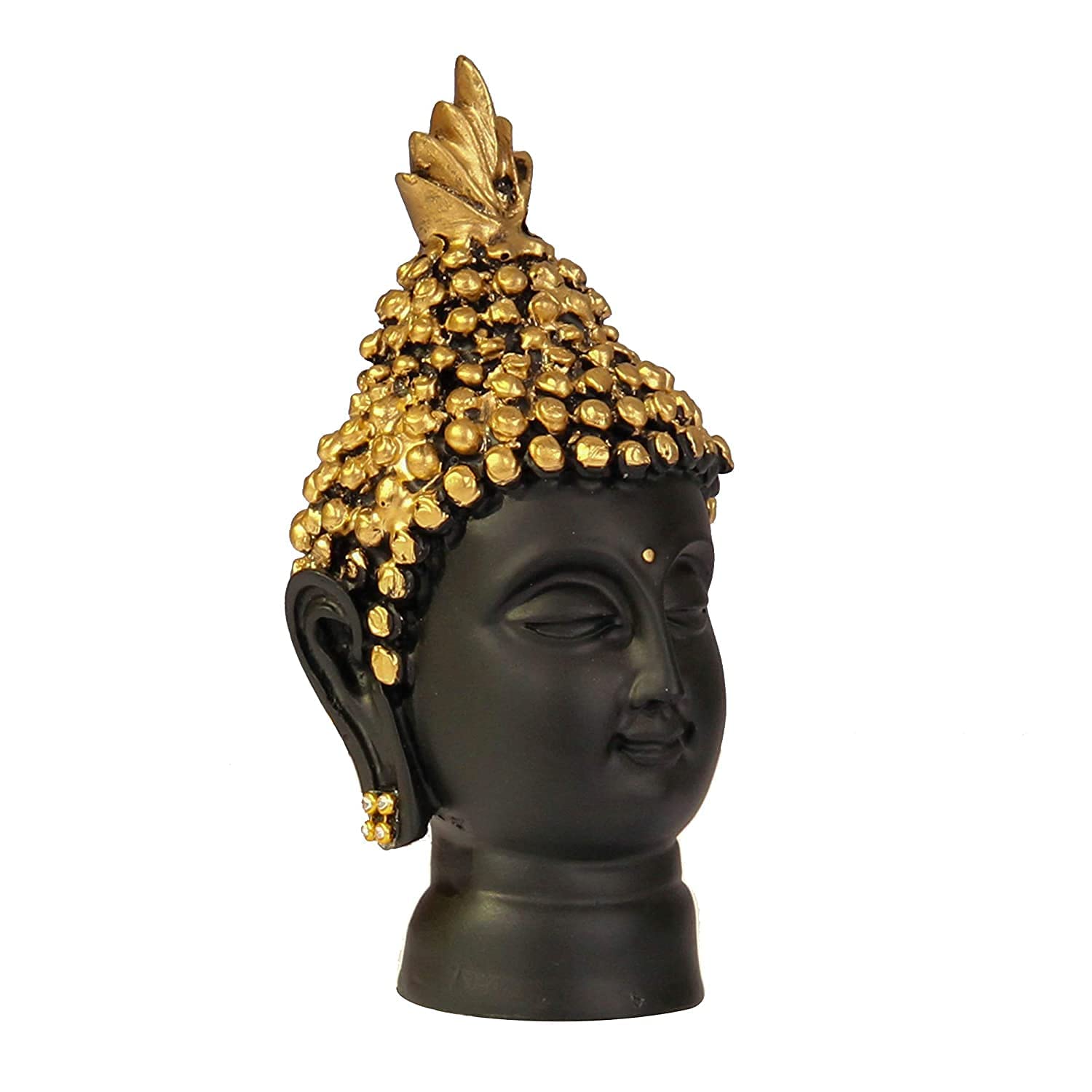 santarms Buddha Head Idol Statue Showpiece (Golden, 13.7 cm X 6.3 cm) - Decoration Items for Home Decor Mandir Temple Pooja Room Living Room Table Office Decorative Gifts