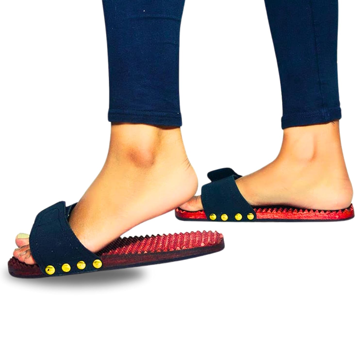 santarms Wooden Acupressure Foot Slippers Saints Khadau Paduka Charan Sandals, Traditional Wood Massage Chappals, Unisex Slipper Feet Sandals For Enhanced Health And Relaxation