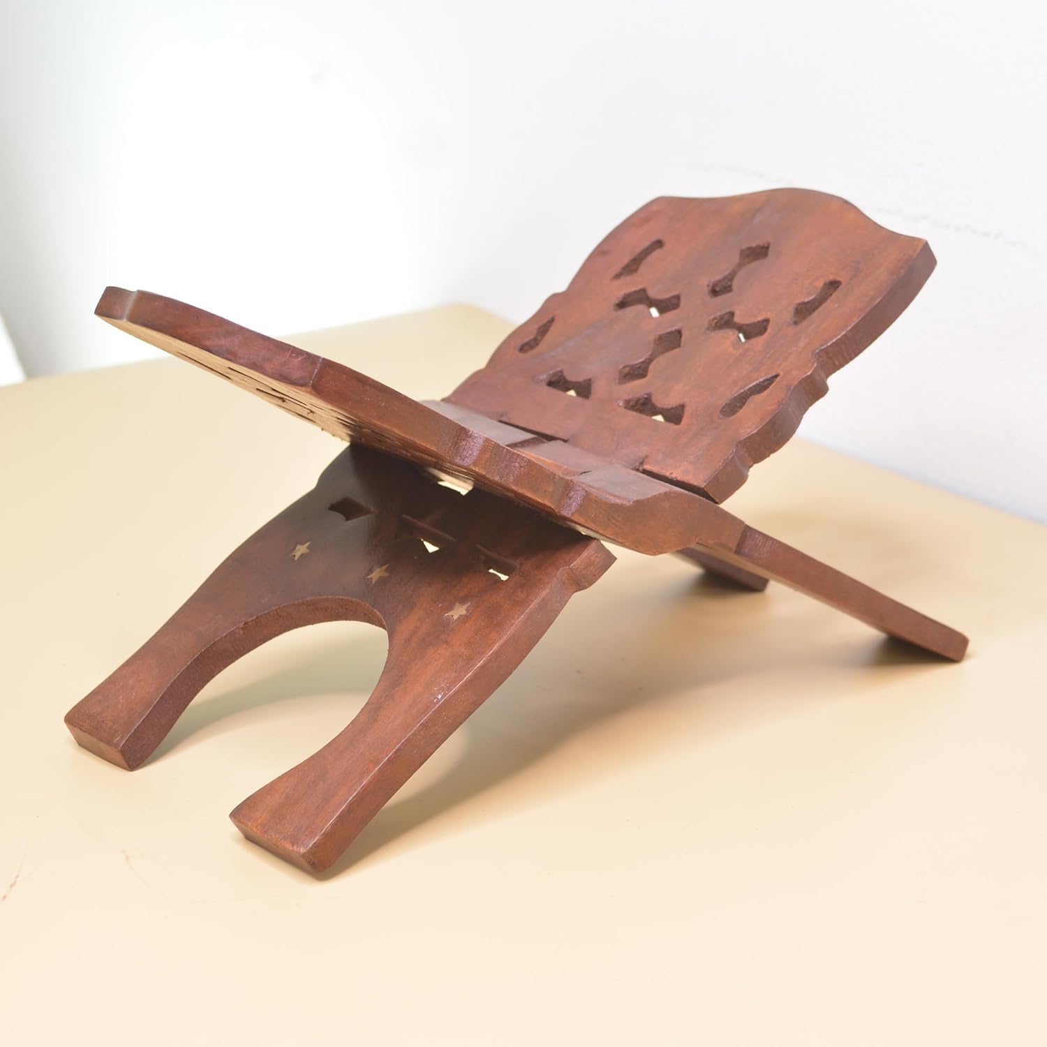 Santarms Wooden Holy Book Stand Rehal for Pooja Reading Geeta Bible Quran Books (12 INCH)