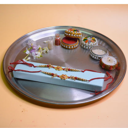 santarms Perfect for Celebrating the Express Your Love on Rakshabandhan with Stunning Rakhi Shop Elegant Pack of 2 Rakhis Sibliond Protection and Affection With Free Roli And Chawal