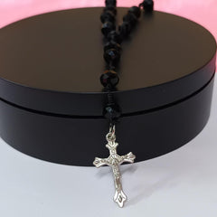 santarms Jesus cross Catholic Praying Rosary chain Jesus Christ Cross Christian Antique Locket mala Necklace Christmas Religious for use Men and Women, Pack of 1