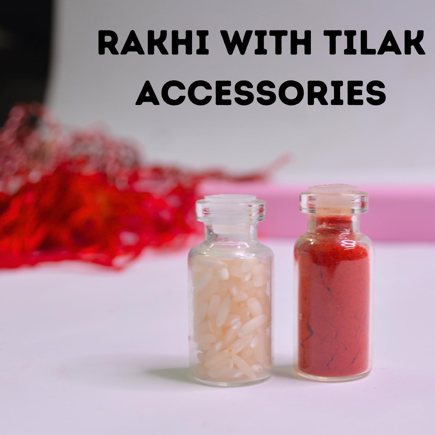 santarms Stone 2 Flower Rakhi Combo For Brother Bhaiya Bhabhi Sister Raksha Bandhan Gift Band Moli Bracelet for Bhai with Roli Tilak and chawal