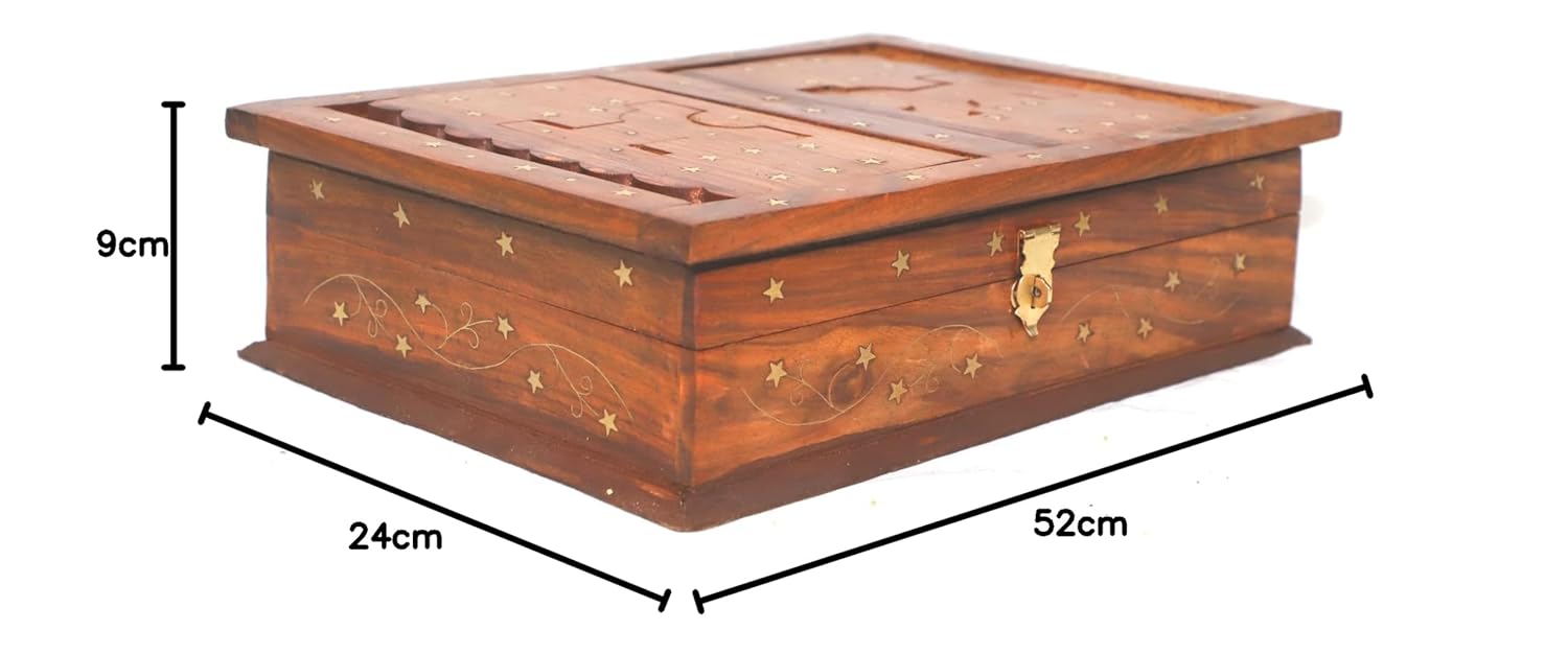 KAAL ENTERPRISES Wooden Rehal Box | Book Storage | Book Holder | Holy Book Reader | Book Stand | Holy Book Stand Box for Quran Ramayan Bible Gita Guru Granth Sahib | Religious Book Box | Foldable Box