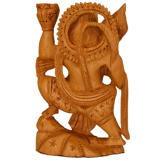santarms Handmade Wooden Hanuman Statue (15.5 cm)- Hinduism Religious Antique Art- Home Decorative, Temple, showrooms, Office, puja ghar, Gift Item (Brown Colour)