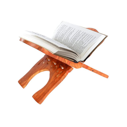 santarms Book Stand Wooden for Reading | Stand for Reading | bhagwat Geeta Book | bhagwat Geeta Stand | ramayan Book Pooja Stand bhagwat Geeta in Hindi Original Book with Stand (12 INCH)