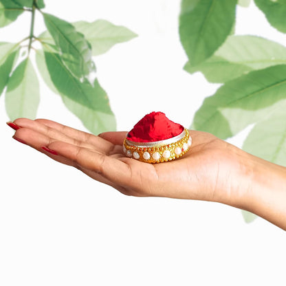santarms Fancy Sindoor Box for Gift with Tilak Stick | Pooja Articles Gifting Sindoor Moti Dibbi - kumkum box with beautiful stick for multi-purpose