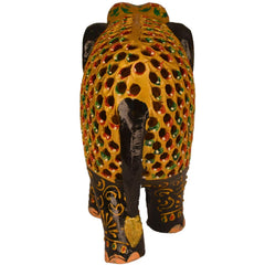 santarms Handcraft Wooden Jali Elephant(16 cm) (Multicolour)-Home Decor/Table Decor/Office Decor-Handicraft Sculpture Animal Show Piece Art & Craft Decoration fingurine-Best for Gifting