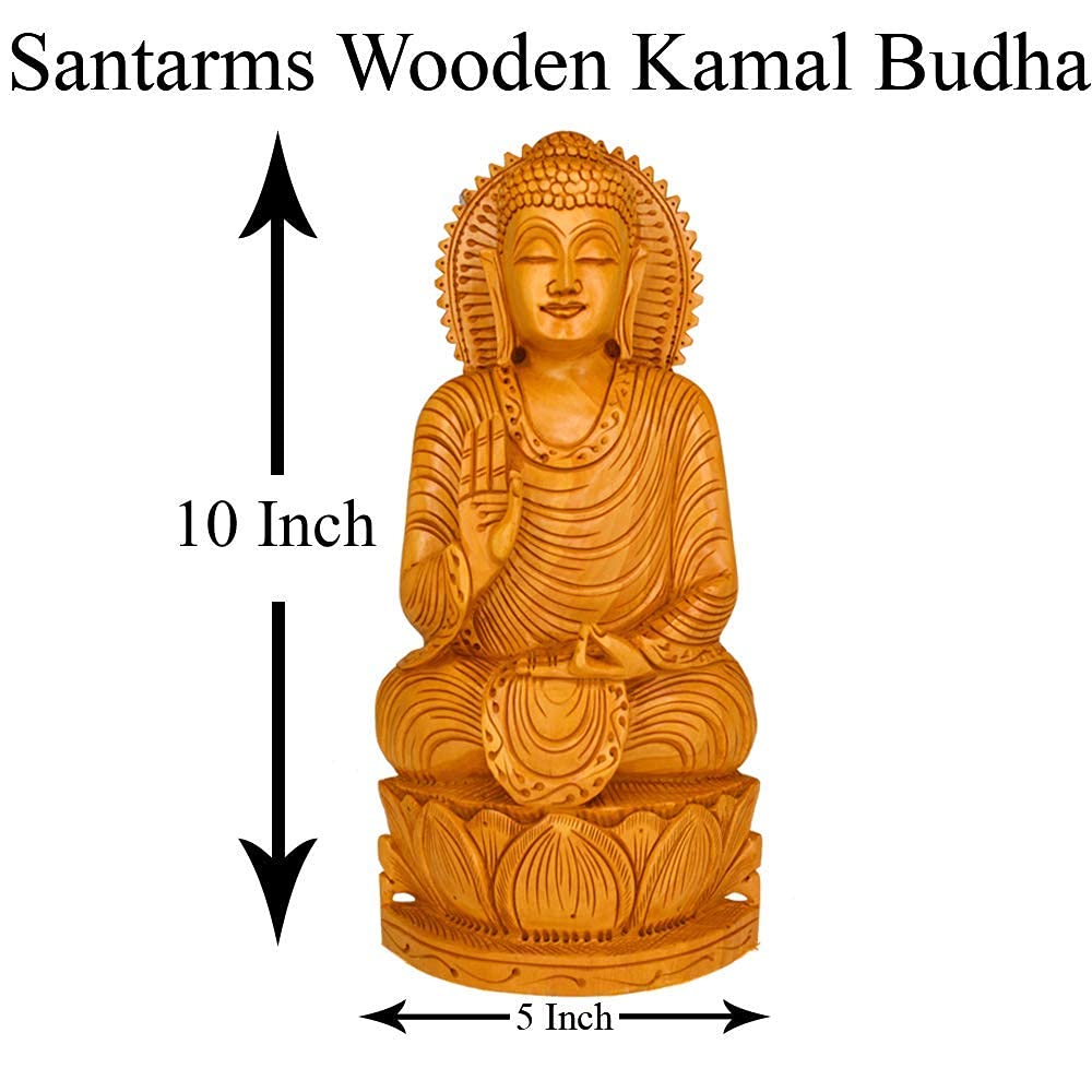 santarms Buddha Statues for Living Room Statue Idols Home Decor Items Budha Showpieces Decor Room Handmade Indian Sculpture Art | Budda Siddhartha Gautama Lotus Sitting Blessing Buddhism Idol | 15cm