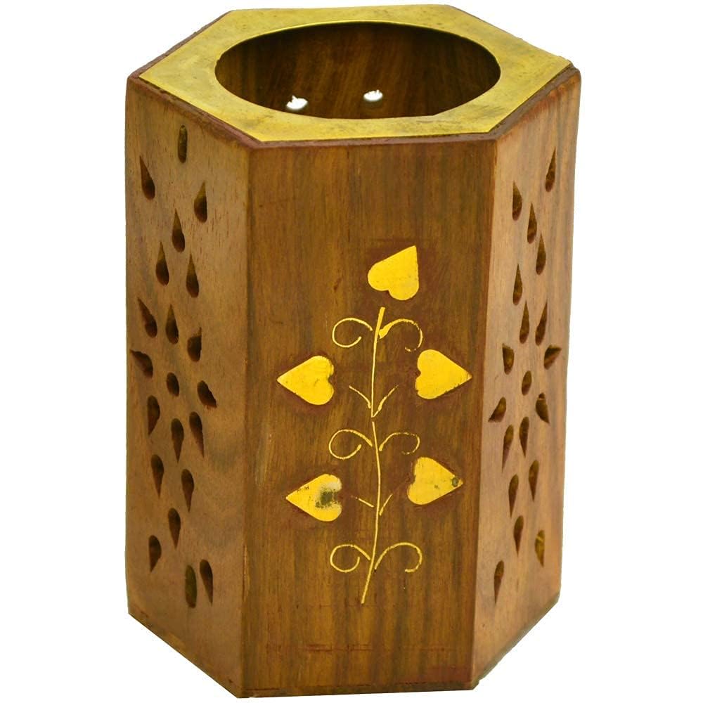 santarms Wooden Pen and Pencil Holder, Multipurpose Kids Stationery Study Desk Organizer for Table & Office