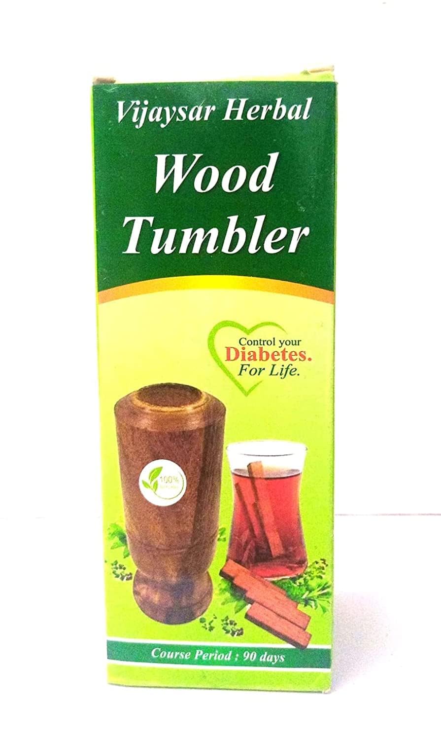 santarms Vijaysar Wooden Tumbler for Diabetes, Joint Pains, and Blood Sugar Control: Made of Natural Wood | Pack of 1