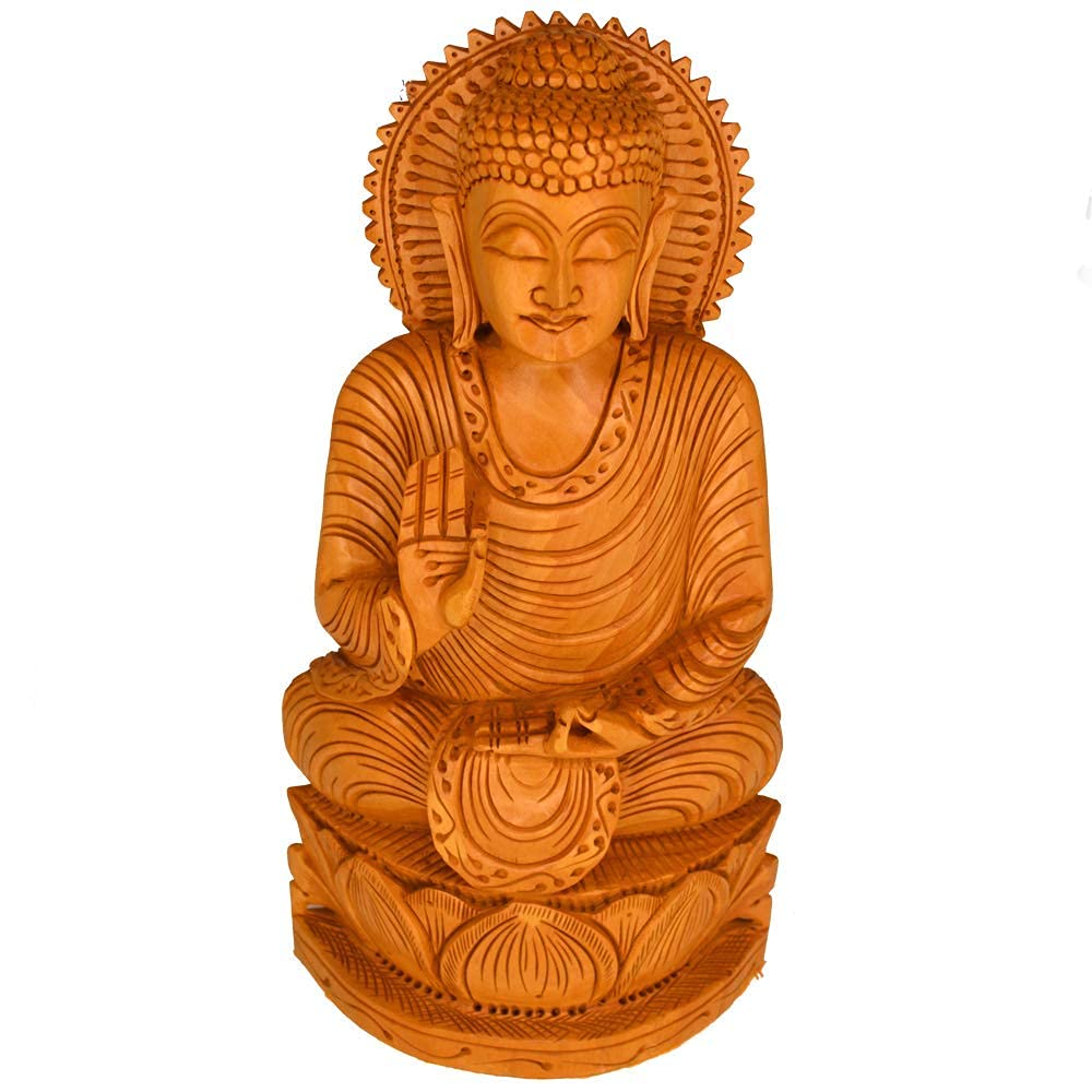 santarms Buddha Statues for Living Room Statue Idols Home Decor Items Budha Showpieces Decor Room Handmade Indian Sculpture Art | Budda Siddhartha Gautama Lotus Sitting Blessing Buddhism Idol | 15cm