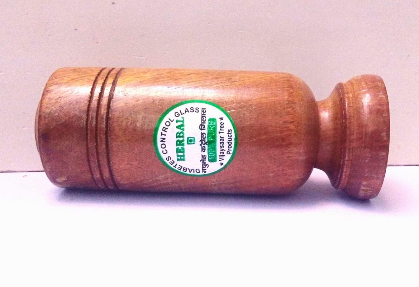 santarms Vijaysar Wooden Tumbler for Diabetes, Joint Pains, and Blood Sugar Control: Made of Natural Wood | Pack of 1