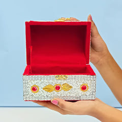 santarms Jewelry Box (White) Shringar Box Married Marriage Women Wedding Gift Gift Vanity Box with Wedding Gift Valentine Gift Gift for Girlfriend jewellery box, Pack of 1