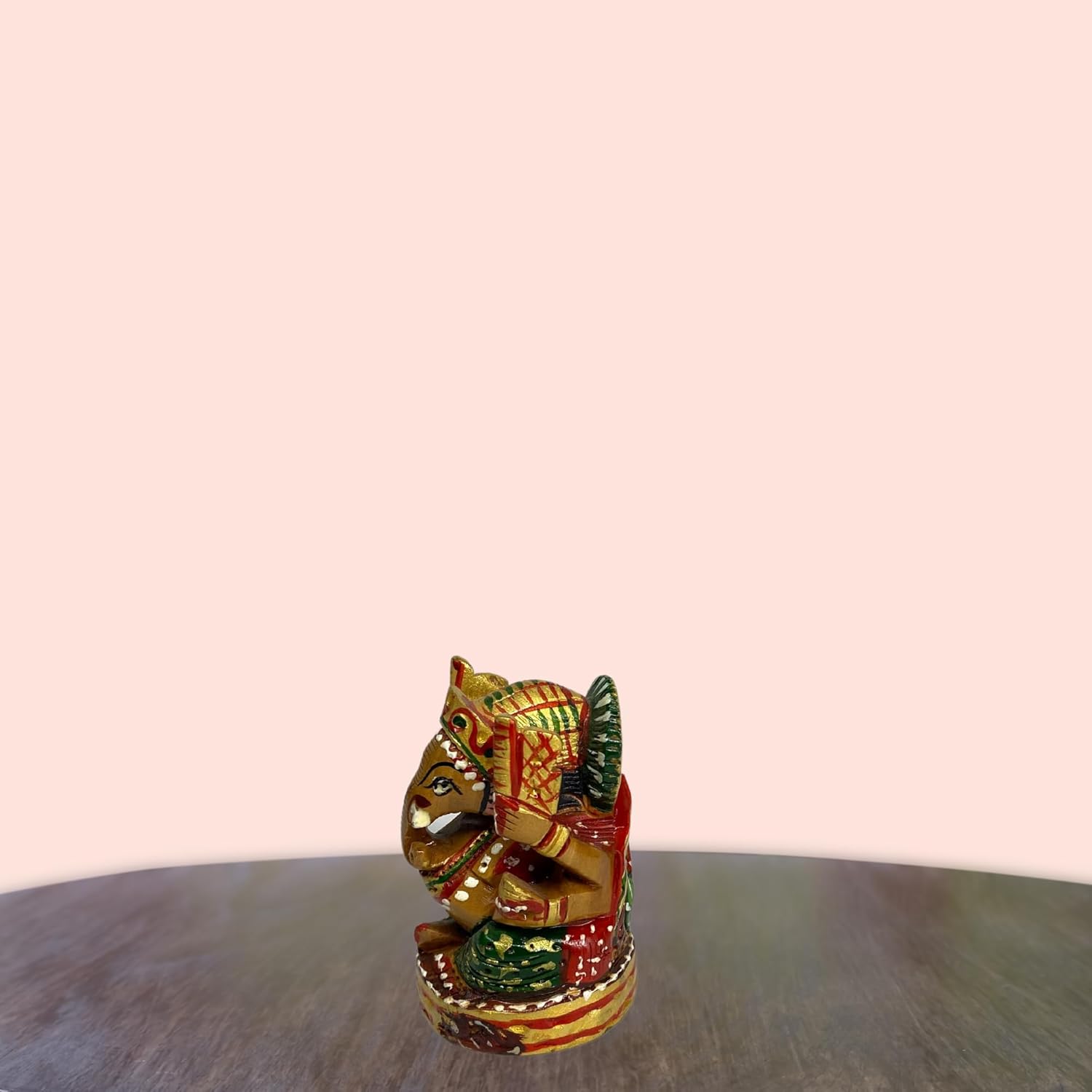 santarms Handmade Small Wooden Ganesh Idol (2.5 Inch) Multicolor Tabletop Showpiece for Home & Temple Fine Wooden Lord Ganesha (Ganapathi) Statue Ideal for Gifting