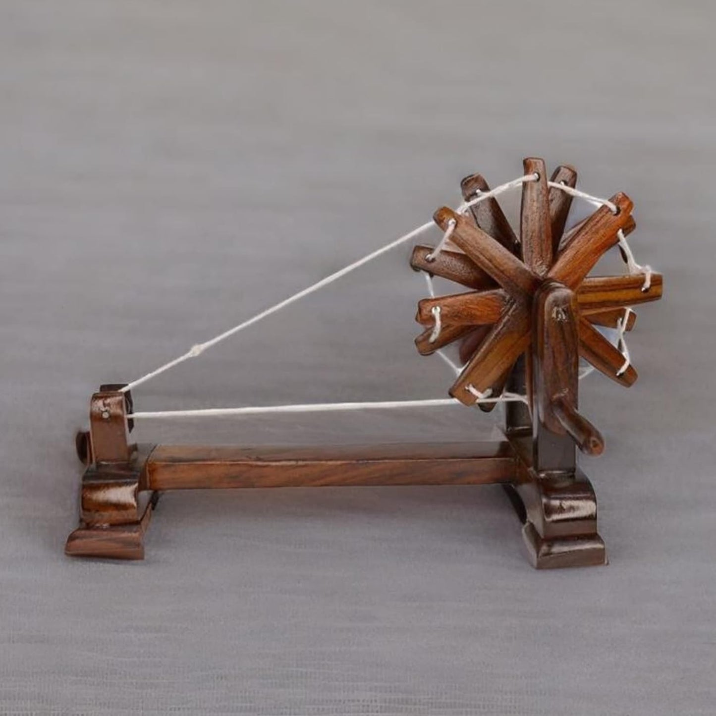 santarms Rosewood Gandhiji Charkha - Wooden Handmade Khadi Charkha, Pack of 1, Home Decor, 8 inch