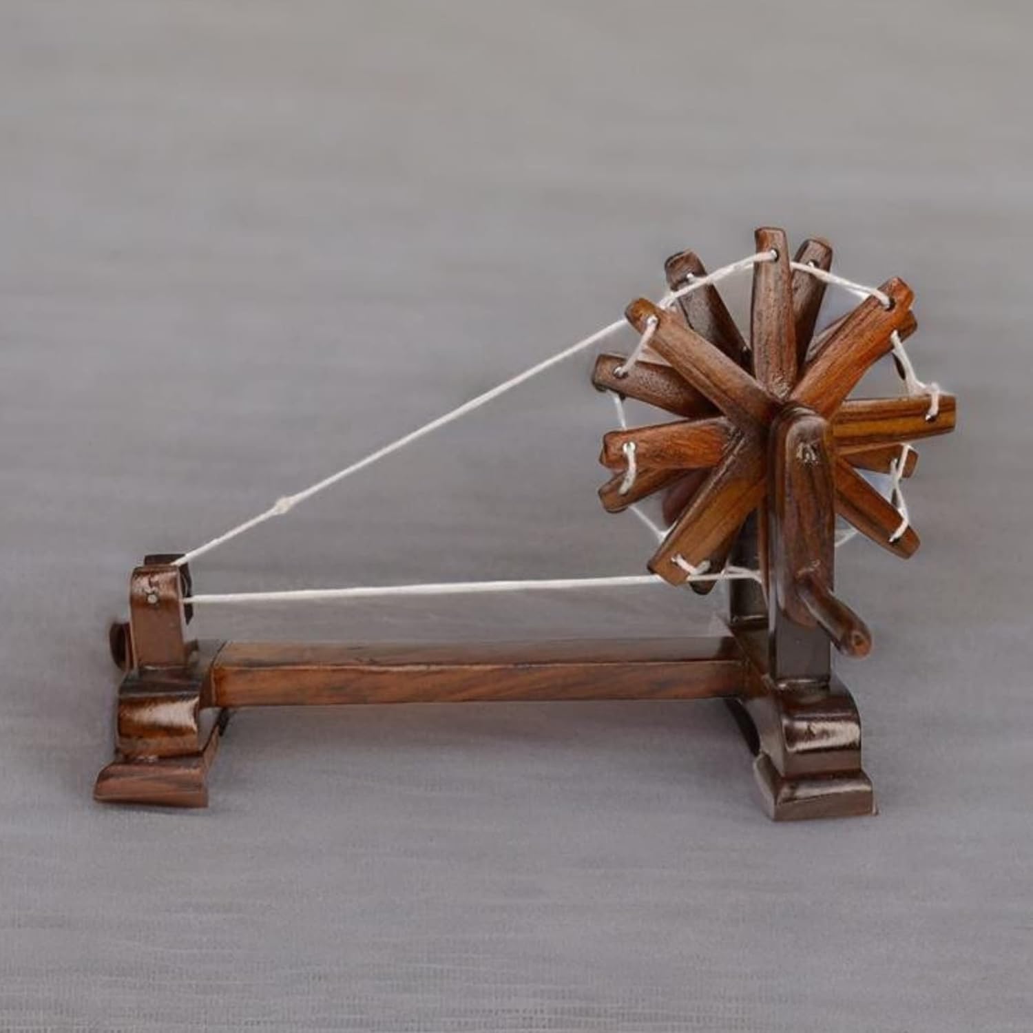 santarms Rosewood Gandhiji Charkha - Wooden Handmade Khadi Charkha, Pack of 1, Home Decor, 8 inch