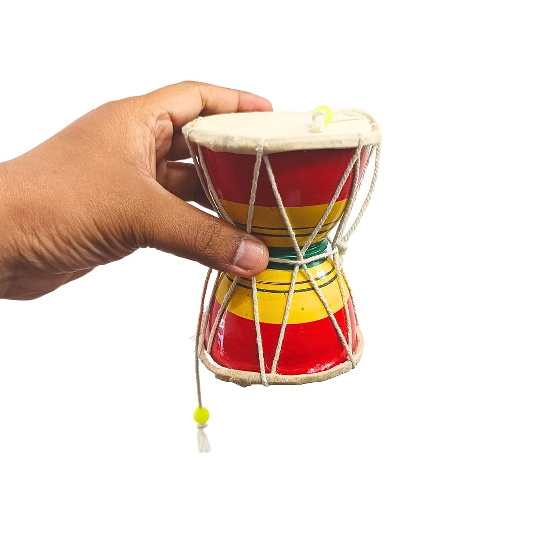 Santarms Shivji Ka Damru | Multicolour Wooden Handmade Damaru | Traditional Indian Hand Percussion Instrument – Pack of 1