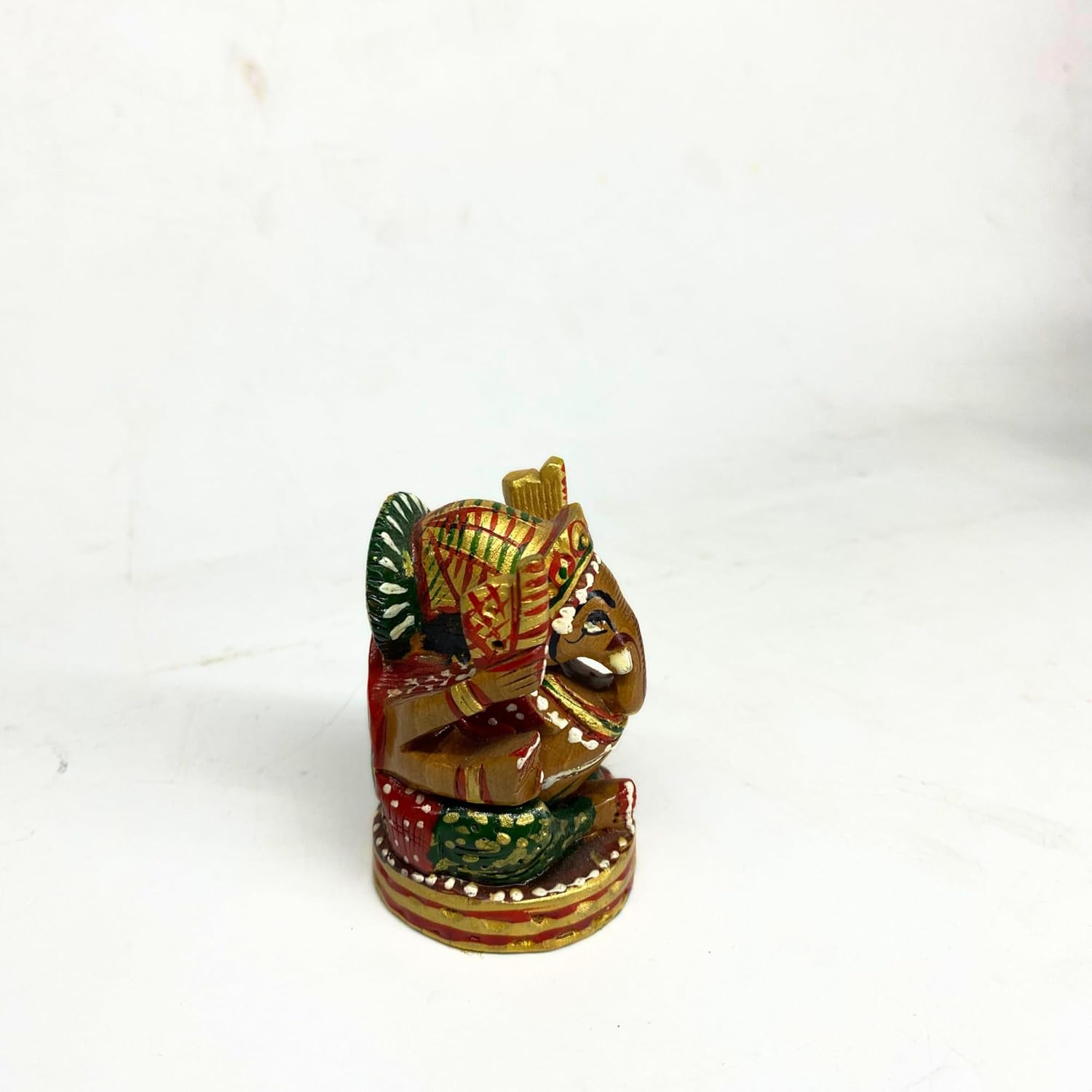 santarms Handmade Small Wooden Ganesh Idol (2.5 Inch) Multicolor Tabletop Showpiece for Home & Temple Fine Wooden Lord Ganesha (Ganapathi) Statue Ideal for Gifting