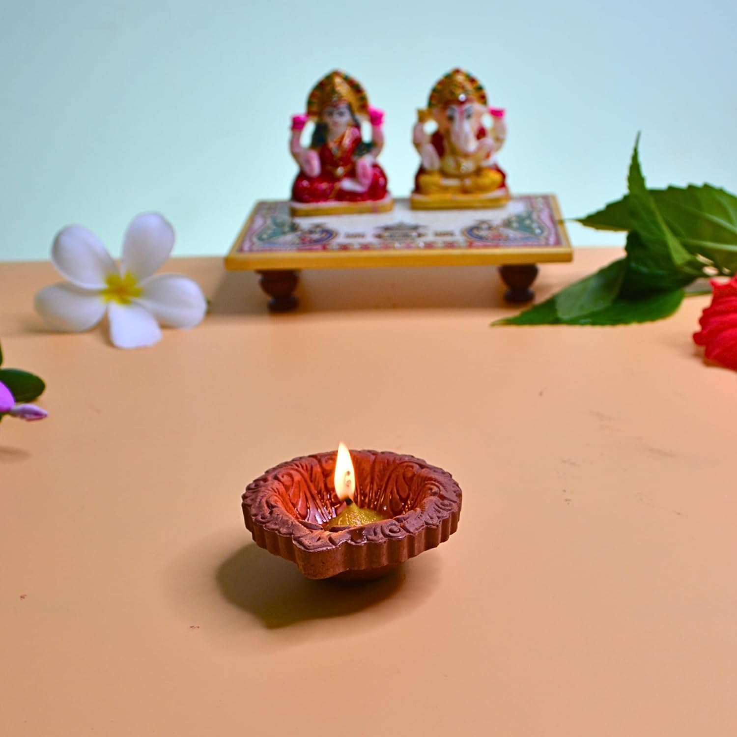 Santarms Mitti Diya for Diwali Decor for Pooja, Home Decoration & Gifts Diya for Home Diwali Festival Decoration, Diya for Laxmi Poojan (1 Pair)