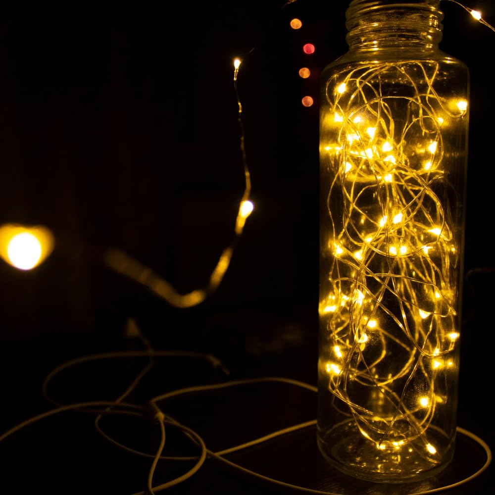 santarms 6.5 feet LED String Light with Battery Lights for Indoor Outdoor Decoration Waterproof String Light for Home Décor,Diwali, Christmas 20 Bulb (Warm White) (1)