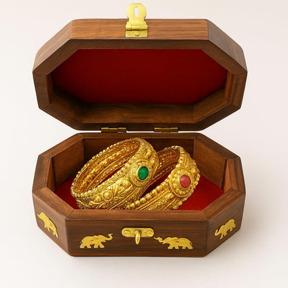 santarms Wooden Carved Box, Rosewood Jewellery Organizer, Elephant Design Vanity, Handmade Rajsthani Makeup Storage Box