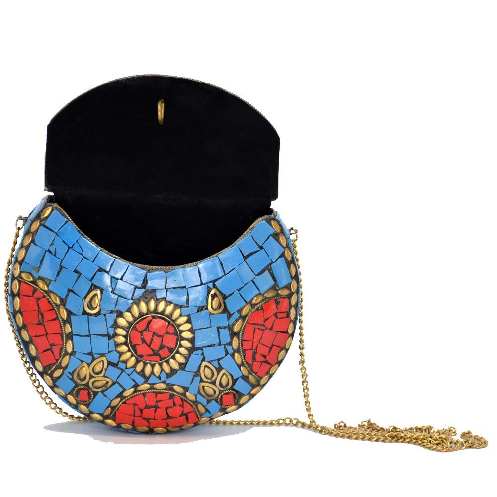 santarms Beautiful Ethnic Multi Colour Sling Bag With Beads Bags For Women Ladies Match Pair Heels Sandals Enrich Woman Female Party Miss Women's Handbag Wallet Pouch Tote Clutch Clasp Pooch
