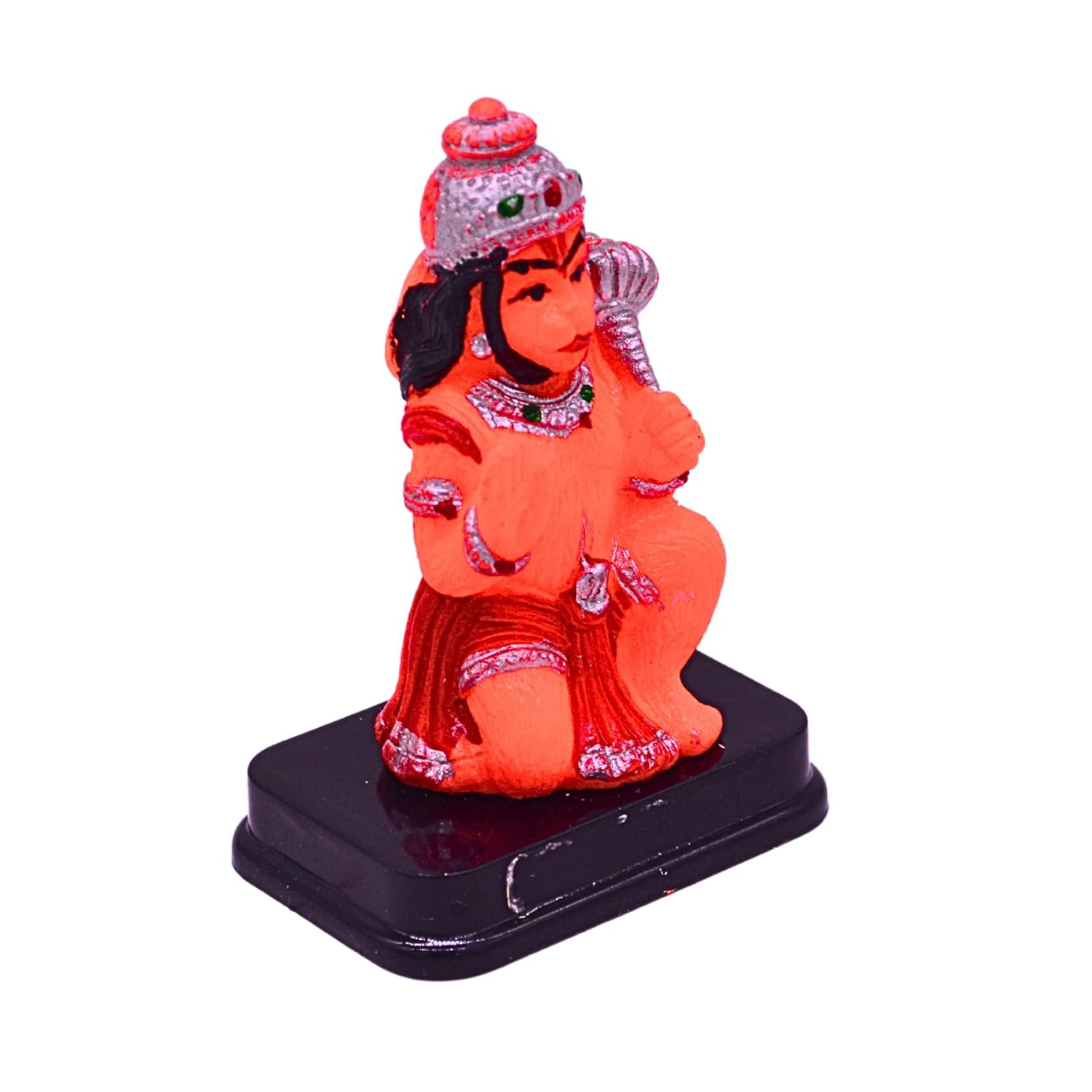 santarms Sitting Hanuman Ji Idol Lord Balaji Bhagwan Decorative Figurine for Living Room, Prayer and Car Dashboard | Bajrangbali Statue Religious Home Decor Accent