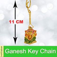 santarms Wooden Ganesha Key Chain, Key-Ring (11 cm) Multicolour-Hight Quality Wood- Ganesha Keychain Idol Keychain Collectible Gifting