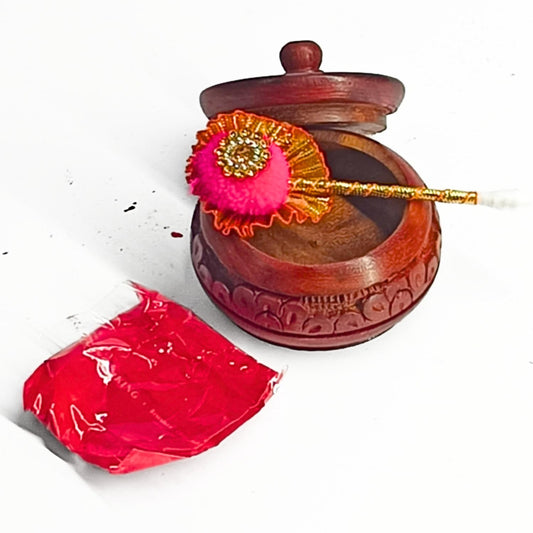 santarms Wooden Kumkum Box Shringar Box Sindoor Dabbi Handcraft Sindoor Refilable Wooden Sindur Dani