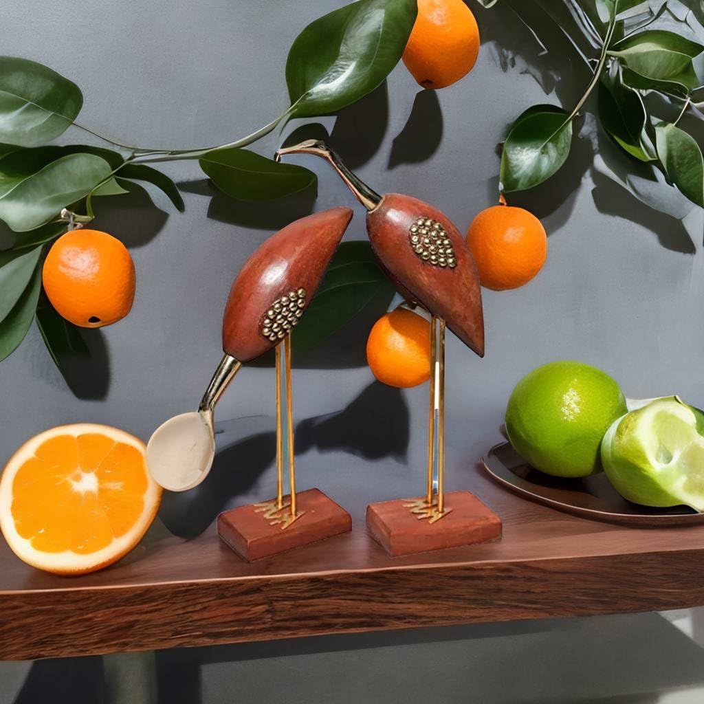 santarms Handmade Wooden Swan Love Couple Pair - Elegant Swan Showpiece for Living Room, and Bedroom Crane Birds Good Luck Antique Decorative Saras Showpiece Ideal for Home Decor