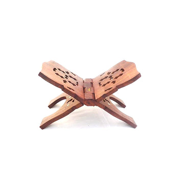 Santarms Sheesham Wooden Hand Carved Holy Book Reading Stand for Quran, Bhagwat Gita, Bible, Ramayana & Guru Granth Sahib for Rehal Books Holder - 12inch