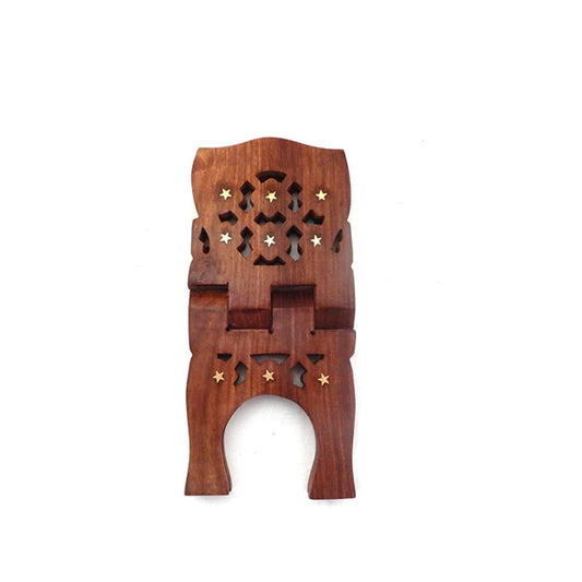 Santarms SHEESHAM Wooden Book Stand for Reading holy Books Holder Bible Quran ramayan Geeta Bookstand rehal rihal Pooja - 10 inch