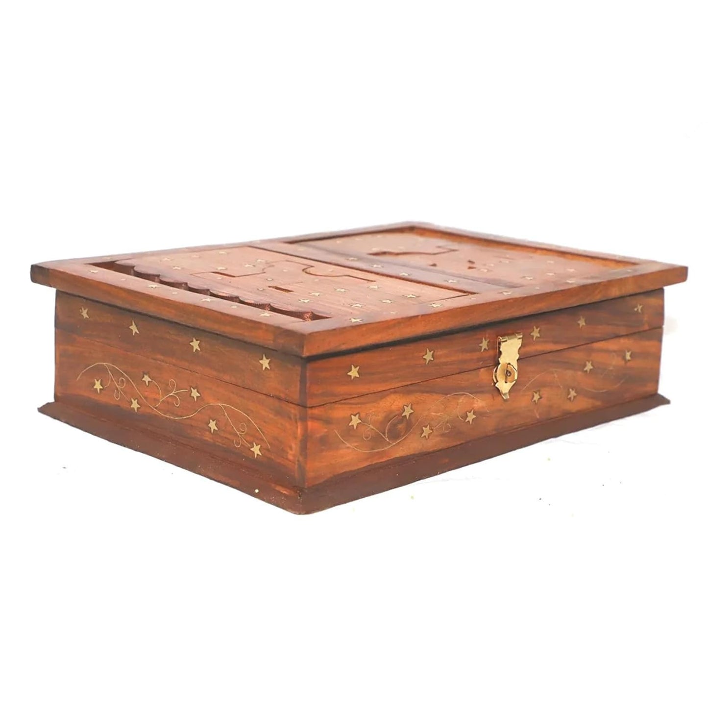 Santarms Handmade Wooden Holy Book Stand - Foldable Rehal Holy Books Book Box | Quran Sharif Quran Box Granth Pooja Bhagwat Ramayan Holder Rihal Bible Gita Ramayanam WITH Small Box